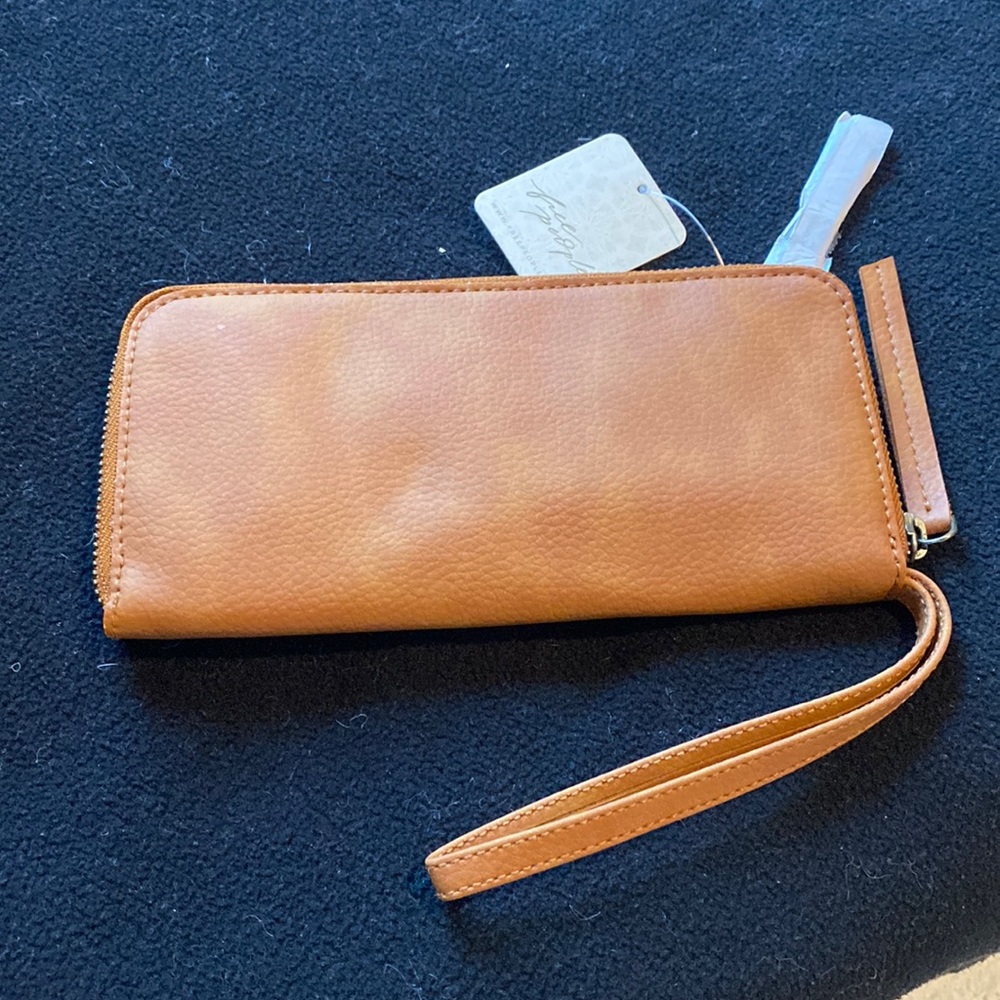 NWT Free People distressed vegan wallet